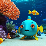 **

A vibrant coral reef teeming with colorful fish and other marine life. The Octonauts' Gup-A submarine is visible, with Captain Barnacles and Peso observing a clownfish.  Focus on the biodiversity and beauty of the coral reef ecosystem. Style: Children's animation, bright colors, detailed coral textures.

**